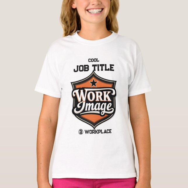 Custom Photo Personalized Job Title & Workplace  T Shirt (Framsida)