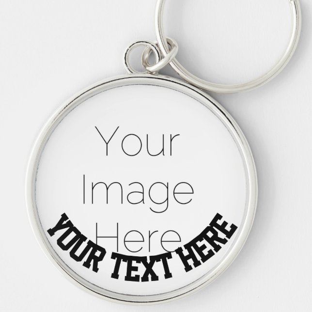 Custom Photo – Personalized text Rund Silverfärgad Nyckelring (Framsidan)