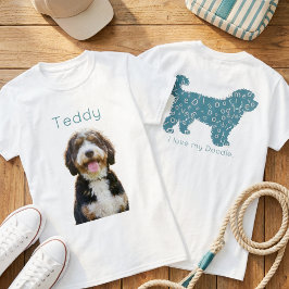Custom Photo Pet Name Doodle Mom Teal Aesthetic T Shirt