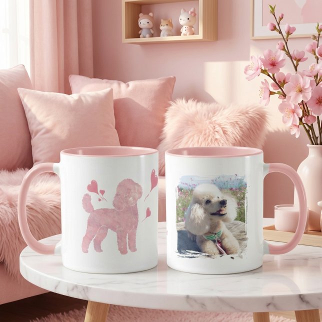 Custom Photo Poodle Valentine Mug with Name Mugg (Skapare uppladdad)