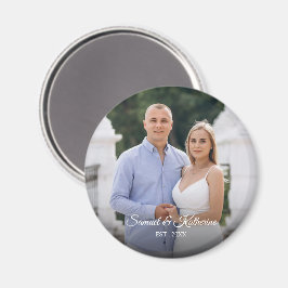 Custom Photo Romantic Keepsake with Names & Date Magnet