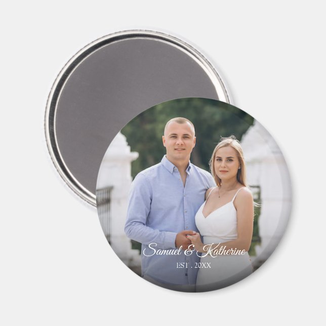 Custom Photo Romantic Keepsake with Names & Date Magnet (Front/Back)