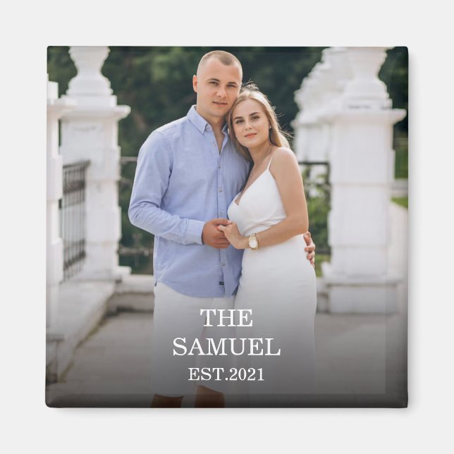 Custom Photo Romantic Keepsake with Names & Date Magnet (Framsidan)