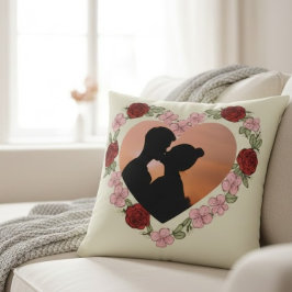 Custom Photo Romantic Rose Heart Throw Pillow  Kudde
