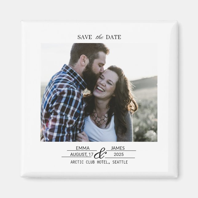 Custom Photo Save the Date Wedding magnet (Framsidan)