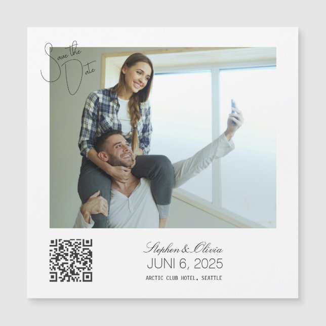 Custom Photo Save the Date Wedding magnet (Framsida)