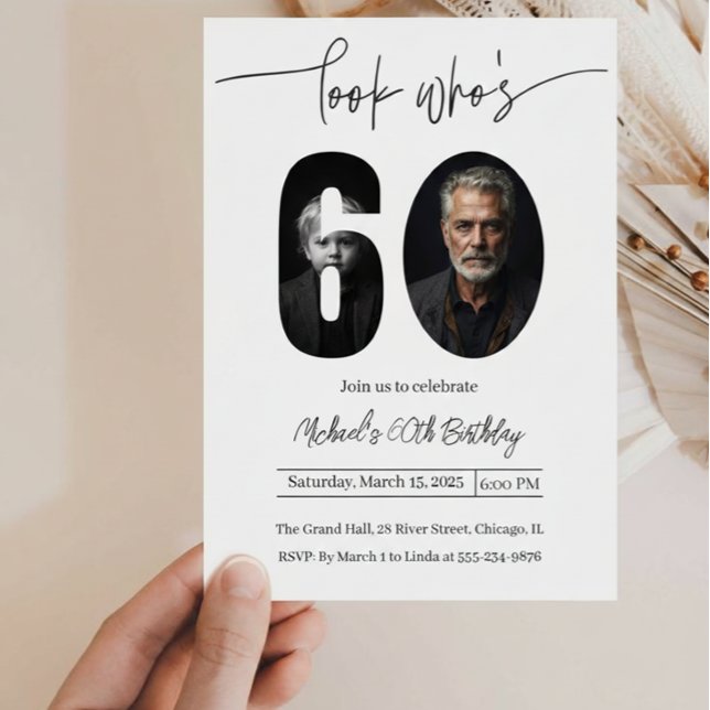 Custom Photo Sixty Birthday Invitation For Adults Inbjudningar (Skapare uppladdad)