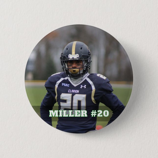 Custom photo sports button / pin football knapp (Framsida)