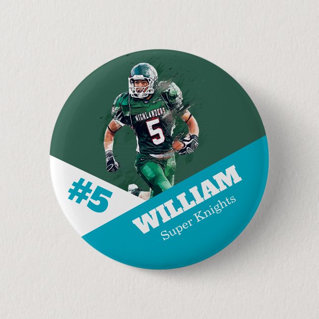 Custom photo sports button / pin football knapp (Framsida)
