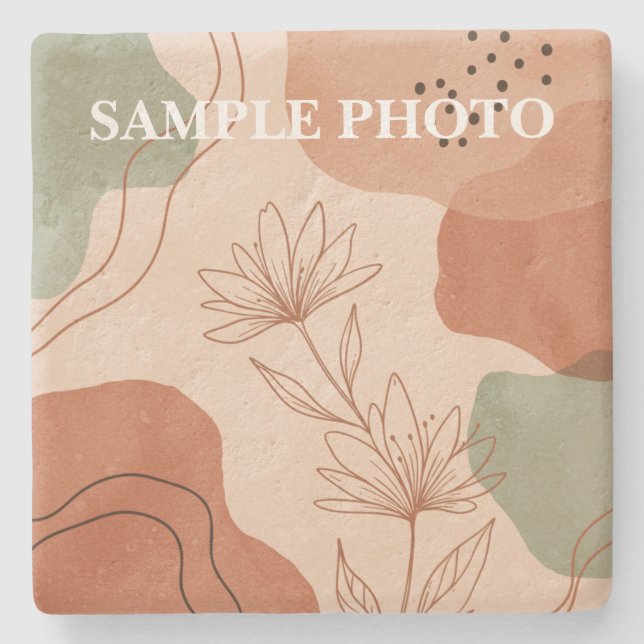 Custom Photo Stone Coaster – Boho Style Stenunderlägg (Framsidan)