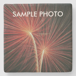 Custom Photo Stone Coaster – Fireworks Stenunderlägg