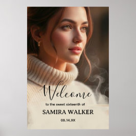 Custom Photo Sweet Sixteen Birthday Welcome Sign Poster