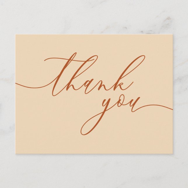 Custom Photo terracotta script signature thank you Vykort (Framsida)