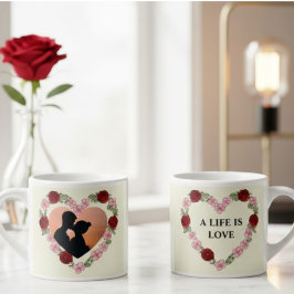 Custom Photo & Text Espresso Cup - Rose Heart Espressomugg