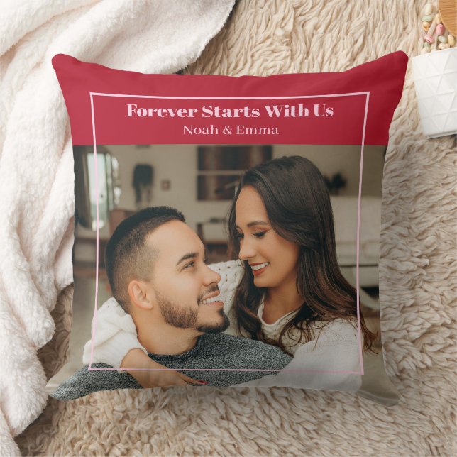 Custom Photo & Text Romantic Gift - Personalized  Kudde (Filt)