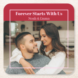 Custom Photo & Text Romantic Gift - Personalized  Underlägg Papper Kvadrat