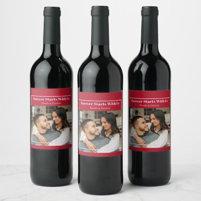 Custom Photo & Text Romantic Gift - Personalized  Vinflaska Etikett (Flaskor)