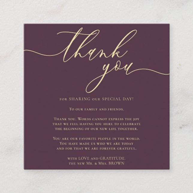 Custom Photo Thank You Mini Midnight Fig Tilläggskort (Framsida)