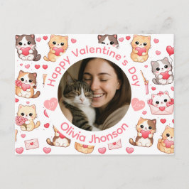 Custom Photo Valentine’s Day Cat Lover Postcard Vykort