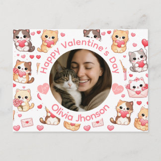 Custom Photo Valentine’s Day Cat Lover Postcard Vykort