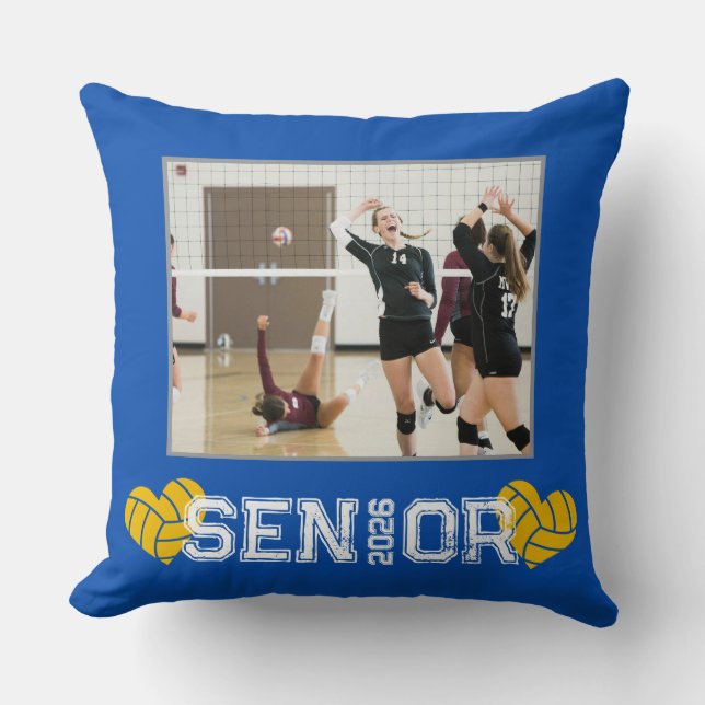 Custom Photo Volleyball Senior Number  Kudde (Framsida)