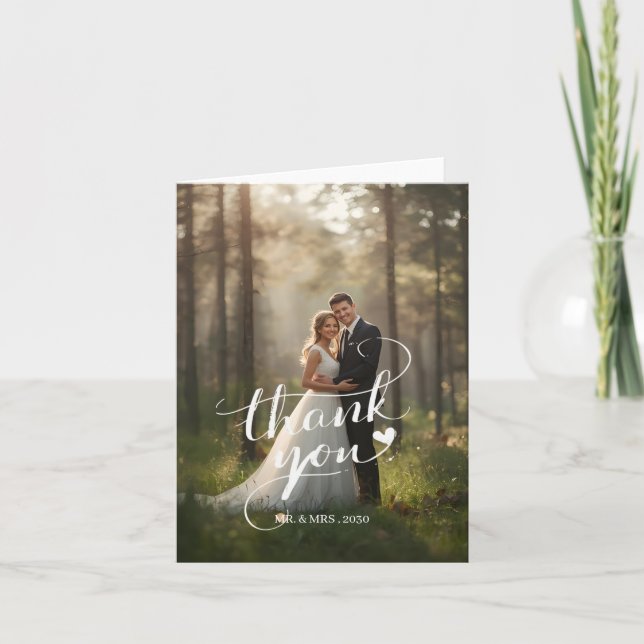 Custom Photo Wedding Thank You Card Helgkort (Framsida)