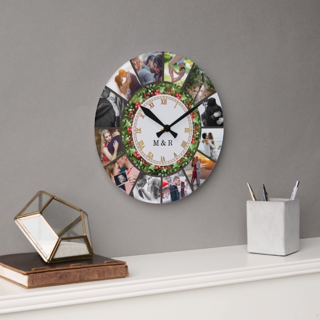Custom Photos Collage Clock | Gift for Christmas Stor Klocka (Kontor)