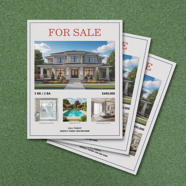 Custom Photos - For Sale Real Estate Flygblad (Custom Photos - For Sale Real Estate Flyer)