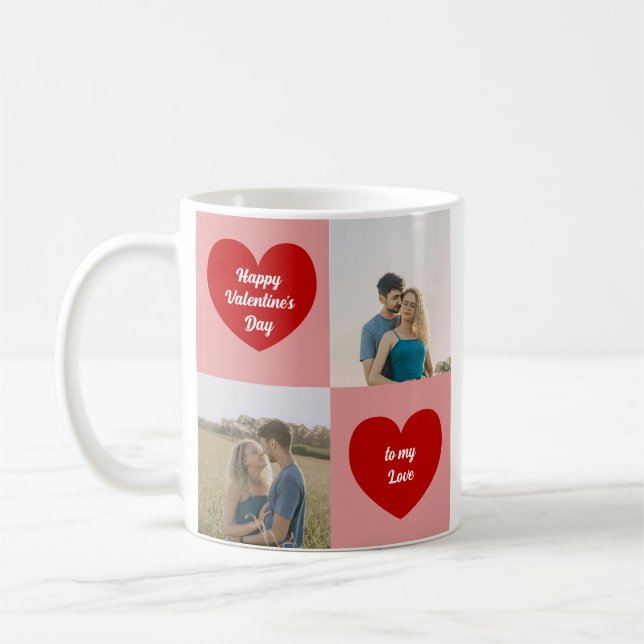 Custom Photos Hearts Graphic Valentine's Day Kaffemugg (Vänster)