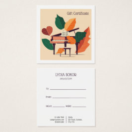 Custom Piano Music Lessons Gift Certificate Fyrkantigt Visitkort