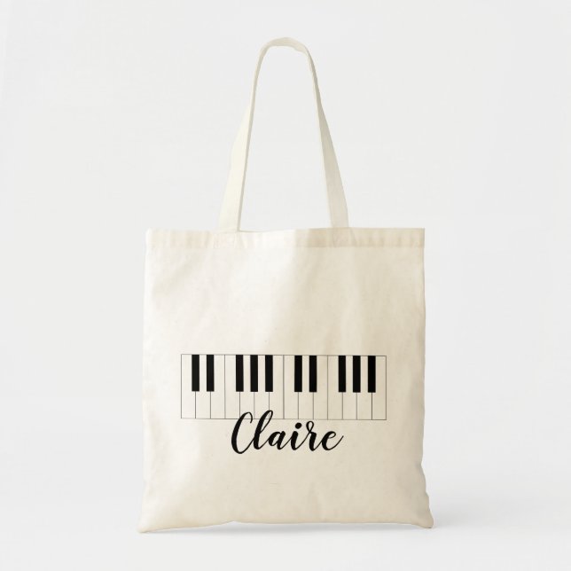 Custom Piano Tote Bag Tygkasse (Framsidan)