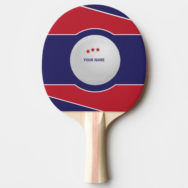 Custom Ping Pong Paddle, Red and Blue Sporty. Pingisracket (Framsidan)