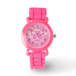 Custom Pink Butterfly Watch for Girls with Name Armbandsur