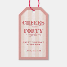 Custom Pink Cheers to Forty Years 40th Birthday Presentetikett