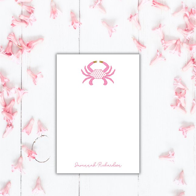 Custom Pink Crab, Coastal Sticky Notes Post-it Block (Skapare uppladdad)