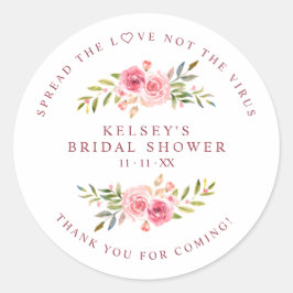 Custom Pink Garland Wreath Bridal Shower Sanitizer Runt Klistermärke