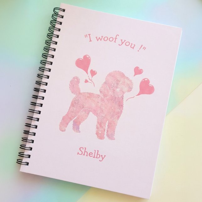 Custom Pink Poodle | Personalized Journal Gift Anteckningsbok (Skapare uppladdad)
