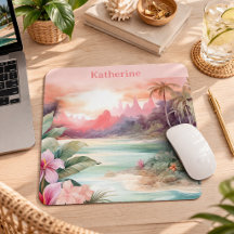 Custom Pink Tropical Beach Name