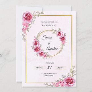 Custom Pink Wedding Invitation | Editable Inbjudningar