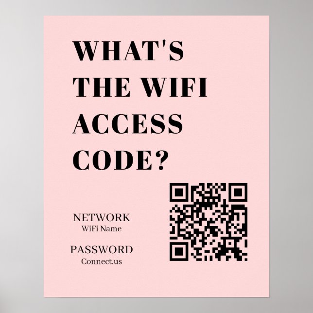 Custom Pink WiFi QR | Personalized Password Poster (Framsidan)