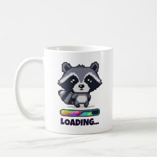 Custom Pixel Raccoon Loading Bar Funny Kaffemugg