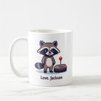 Custom Pixel Raccoon With Joystick Kaffemugg