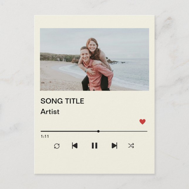 Custom Playlist Photo and Song QR Code PostCard  Vykort (Framsida)