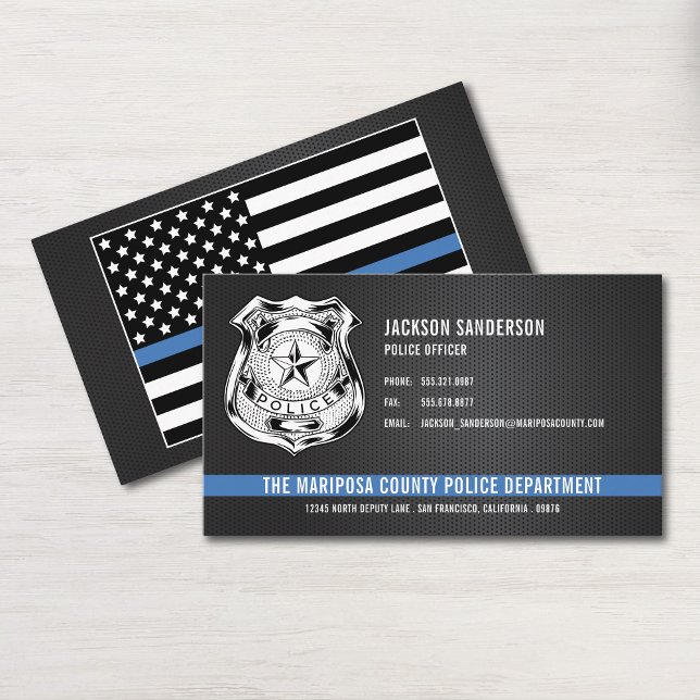 Custom Police Department Thin Blue Line Logo Visitkort (Custom Police Department Thin Blue Line Logo Business Card)