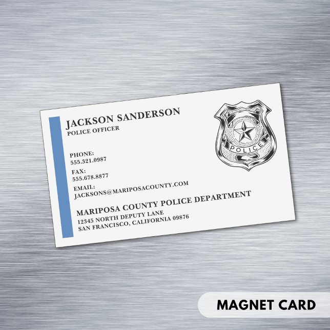 Custom Police Officer Department Law Enforcement Magnetiska Visitkort (Custom Police Officer Department Law Enforcement Business Card Magnet)