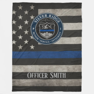 Custom Police Thin Blue Line Blanket Fleecefilt