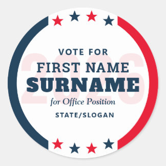 Custom Political Election Campaign Candidate Name Runt Klistermärke