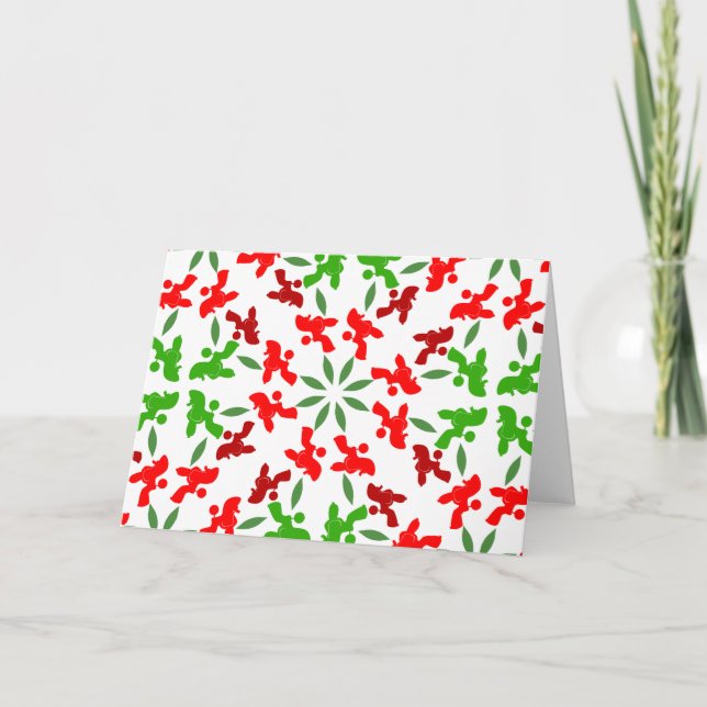 Custom Poodle Xmas Greeting Card - Festive Red Helgkort (Framsida)