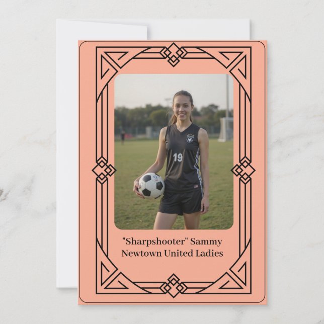Custom Portrait Photo Soccer Testimonial Invite Julkort (Framsida)