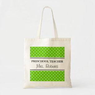 Custom pre school teacher tote bag Apple green Tygkasse